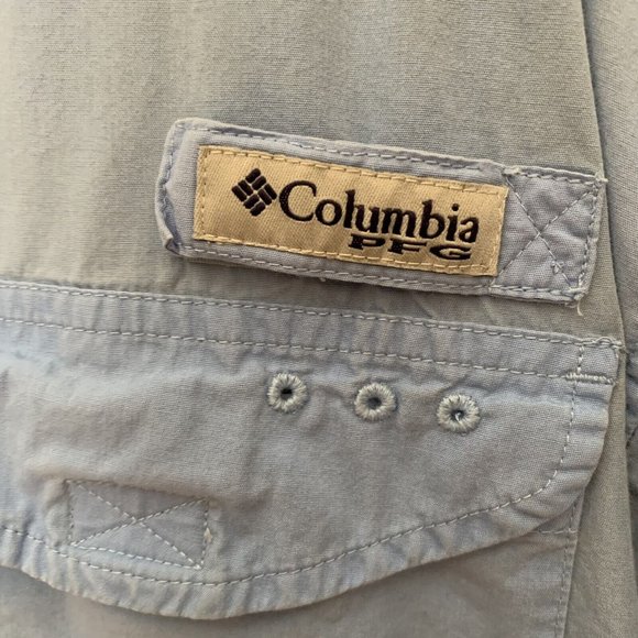 Columbia PFG Fishing Men’s XXL/2TG Shirt SS Blue Button Vented Mesh Delta Street - Picture 5 of 9